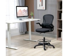 "Vinsetto" biuro kėdė Ergonomiška darbo kėdė su reguliuojamu kojų žiedu, reguliuojamo aukščio 110-130 cm, ratukai, juosmens atrama, juoda