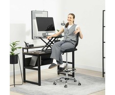Vinsetto biuro kėdė, ergonomiška darbo kėdė su reguliuojamu kojų atrama, reguliuojamo aukščio kompiuterio kėdė su tinkliniu apmušalu, biuro kėdė, pasukama kėdė, juoda