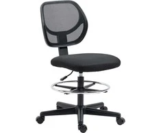 "Vinsetto" biuro kėdė Ergonomiška pasukama kėdė su reguliuojamu kojų žiedu, reguliuojamas aukštis 93-113 cm, ratukai, juoda