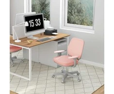 Biuro kėdė Vinsetto, ergonomiška darbo kėdė su sukimosi funkcija, reguliuojamo aukščio, 55 x 48 x 82,5-94,5 cm, rožinė