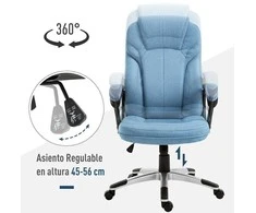 Vinsetto biuro kėdė kompiuterio kėdė sukamoji kėdė aukščio reguliavimas supimosi funkcija šviesiai mėlyna linas 66x75x110-120cm
