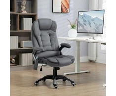 "Vinsetto" biuro kėdė su supimo funkcija, masažo kėdė su šilumos funkcija, ergonomiška, reguliuojamo aukščio, 120 kg svorio, pakraunama tamsiai pilka