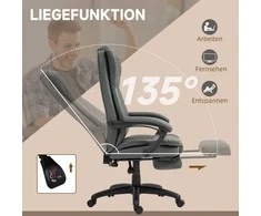 "Vinsetto" biuro kėdė vadovų kėdė sukamoji kėdė pakeliama su kojų atramomis galvos atrama ergonominė kėdė vibracinė biuro kėdė su atsilenkimo funkcija masažo funkcija dirbtinės odos imitacija tamsiai pilka 68.5x68.5x113-121cm