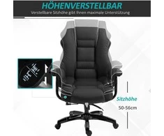 Vinsetto Eko odos biuro kėdė su supimo funkcija - juoda 76x80x118-124 cm