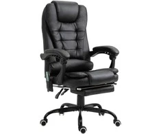 "Vinsetto" eko odos vadovo kėdė su 7 taškais vibro masažo funkcija, integruota atrama kojoms 67 x 79 x 111-121 cm