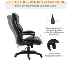 Vinsetto masažinė kėdė, pasukama, reguliuojamo aukščio ergonomiška žaidimų kėdė, kompiuterio kėdė, 6 vibracijos taškai, lino pojūtis, reguliuojama, juoda