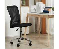 „Vinsetto“ ergonomiška biuro kėdė, reguliuojamo aukščio kompiuterio kėdė, 360° pasisukanti su kvėpuojančiu atlošu, iki 100 kg, juoda