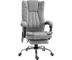 Vinsetto Ergonomiška biuro kėdė su šildymo ir vibracijos funkcija, atlenkimo funkcija, kojų atrama - Pilka 62 x 67 x 113-120 cm