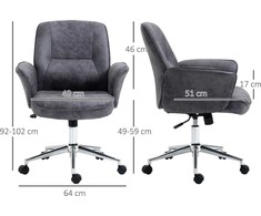 Vinsetto Ergonomiška biuro kėdė su supimo funkcija, reguliuojamo aukščio, keliamoji galia iki 120 kg, 67x69x92-102 cm