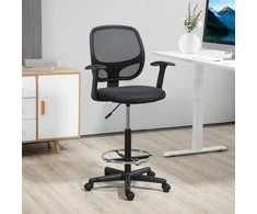 "Vinsetto" ergonomiška biuro kėdė, sukamoji kėdė, darbo kėdė, reguliuojamas kojų žiedas, iki 120 kg, juoda, 60x56x110-132 cm