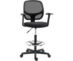 "Vinsetto" ergonomiška biuro kėdė, sukamoji kėdė, darbo kėdė, reguliuojamas kojų žiedas, iki 120 kg, juoda, 60x56x110-132 cm