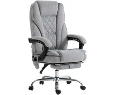 Vinsetto ergonomiška ir pasukama biuro kėdė su vibraciniu masažu, atlošimo funkcija, šildymu, reguliuojamo aukščio, kojų atrama, nuotoliniu valdymu ir šonine kišene, pilka.