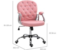 "Vinsetto" ergonomiška minkšta kompiuterio kėdė - rožinė spalva, PU, 59,5 x 60,5 95-105 cm