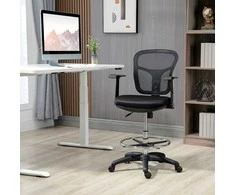 Vinsetto Ergonomiška rašomojo stalo kėdė su kojų atrama 95-115 cm - juoda