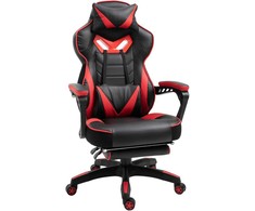 Vinsetto HOMCOM biuro kėdė, žaidimų kėdė, masažo funkcija, vadovo kėdė, dirbtinė oda, reguliuojamas aukštis, juoda+mėlyna W68xD69xH108-117cm