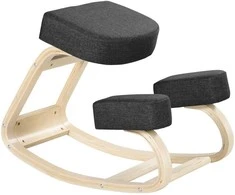 Vinsetto Kniestuhlė, Ergonomiškas Sėdimasis Pufas, Minkštas Pufas Sveikai Laikysenai Palaikyti, Beržo Mediena, 120 kg Keliamoji Galia, Juodas
