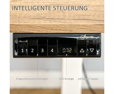"Vinsetto" kompiuterio stalas Elektrinis stalas, stovimas stalas, reguliuojamo aukščio, stalo rėmas su varikliu, metalas, natūralus+baltas