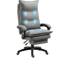 "Vinsetto" masažinė kėdė, sukamoji kėdė, žaidimų kėdė, biuro kėdė, ergonominė darbo kėdė, reguliuojamo aukščio, nailonas, pilka, 70x62x120-130 cm