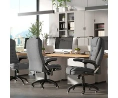 Vinsetto masažinis vadovo kėdė biuro kėdė reguliuojamo aukščio ergonomiška masažinė pilka 67 x 74 x 116–126 cm