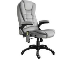 Vinsetto masažinė kėdė, biuro kėdė, žaidimų kėdė, reguliuojamo aukščio kėdė vadovams, ergonomiška, PU ratukai, pilka, 67x74x107-116 cm