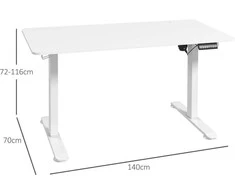Vinsetto elektrinis reguliuojamo aukščio rašomasis stalas 140x70cm, kompiuterio stalas su 4 atminties nustatymais, ergonomiškas stovimas stalas su kabliuku ir apsauga nuo susidūrimo, baltas
