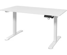 "Vinsetto" reguliuojamo aukščio rašomasis stalas 140x70 cm Elektrinis kompiuterio stalas 4 atminties Ergonominė sėdynė Stovintis rašomasis stalas Kabliukas nuo susidūrimo Baltas