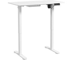 Vinsetto elektrinis reguliuojamo aukščio stalas 120 x 60 cm kompiuterio stalas su 3 atminties nustatymais, ergonomiškas stovimas-sėdimas stalas su apsauga nuo susidūrimo, 2 kabliukai, baltas