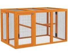 Vištidė 1-3 vištoms, medinis rėmas, plieninė viela, modulinė konstrukcija, laktos, oranžinė