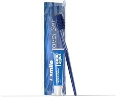 Hiskin Smile dantų pastos rinkinys 30ml + Mėlyna dantų šepetėlis