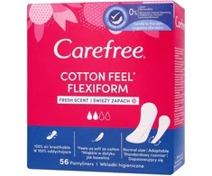 „Carefree“ medvilniniai įklotai „Flexiform Fresh Scent“ – gaivus kvapas, 1 pakuotė – 56 vnt.