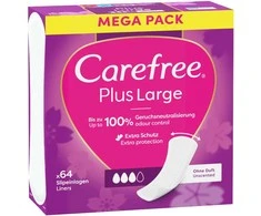 CAREFREE_Plus dideli lengvai kvepiantys įklotai, 64 vnt.