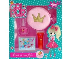 CHLAPU CHLAP Girl Power II Sweet Mango vaikiškas rinkinys su kosmetine, nagų laku, lūpų blizgiu ir dekoracijomis