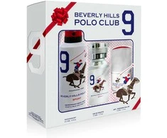 Set Beverly Hills Polo Club: 1982 - Sport 9 Eau De Toilette For Men, 50 ml + 1982 - Sport 9 Anti-Perspirant Dezodorantas Purškiklis For Men, 175 ml + 1982 - Sport 9 Anti-Perspirant Dezodorantas Roll-On For Men, 50 ml