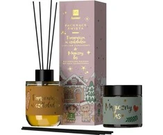 Hiskin Kvapnių Kalėdų kvapų difuzorių rinkinys Apelsinų šokoladas 80ml + natūrali sojų žvakė Magic Forest 100ml