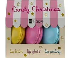 HISKIN Candy Christmas Gift rinkinys lūpų priežiūrai (pilingas + balzamas + lūpų blizgis)