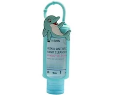 HISKIN Antibac Hand Valiklis+ Biocidinis rankų gelis su miško vaisių kvapu - delfinas (75 ml buteliukas + dėklas)