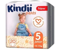 Kindii KINDI Sauskelnės-kelnaitės junior 5 dydis (12-17 kg) 20 vnt