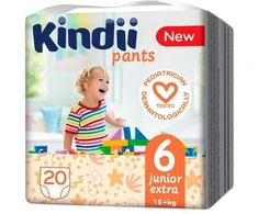 Kindii KINDI Sauskelnės-kelnaitės junior extra 6 dydis (15+ kg) 20 vnt