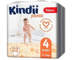 Kindii KINDI Sauskelnės-kelnaitės maxi 4 dydis (9-15 kg) 22 vnt