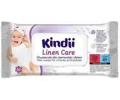 KINDII servetėlės kūdikiams ir vaikams Lino priežiūra 1pak.-50vnt