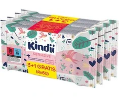 KINDII Sensitive Cleansing servetėlės kūdikiams ir vaikams 3+1 nemokamai