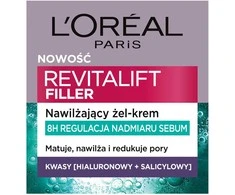 L'Oreal Paris Revitalift Filler Oil Control Day Gel-Kreminis drėkinamasis riebalų išsiskyrimą reguliuojantis gelis-kremas veidui, 50 ml
