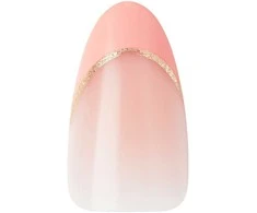 Rožinė KISS Dirbtiniai nagai su klijais Voguish Fantasy French, Rožinė French Tips, Medium, Migdolų forma