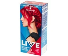 „Schwarzkopf Live Ultra Brights“ arba „Pastel 092 Vivid Raudona“.