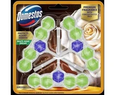 DOMESTOS Aroma Lux Baltas Rose &amp; Žalias Tea Tree Oil tualeto blokas 3 x 55 g