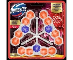 DOMESTOS Aroma Lux Dahlia Flower &amp; Dragonfruit tualeto blokelis 3 x 55 g