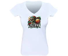 KS Moteriški Marškinėliai Lietuva Basketball Skulls (4 spalvos), Dydis: S, Pasirinkite Spalvą: Balta