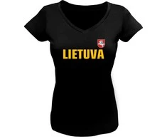 KS Moteriški Marškinėliai Lietuva Su Vėliavėle Ant Nugaros, Dydis: XL