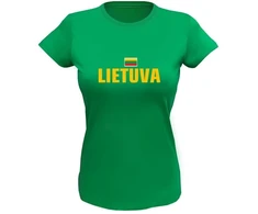 KS Moteriški Marškinėliai Lietuva Su Vyčiu Ant Nugaros (4 spalvos), Dydis: XL, Pasirinkite Spalvą: Geltona