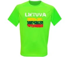 KS Sportiniai Marškinėliai Lietuva (Neon Žalias), Dydis: XXL